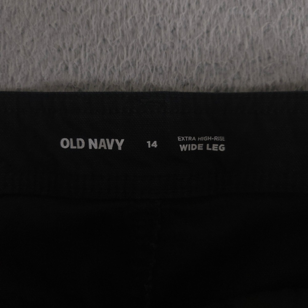 Old Navy Pants Women 14 Black Mariner Extra High-Waisted Wide-Leg Cotton Stretch - Picture 6 of 10